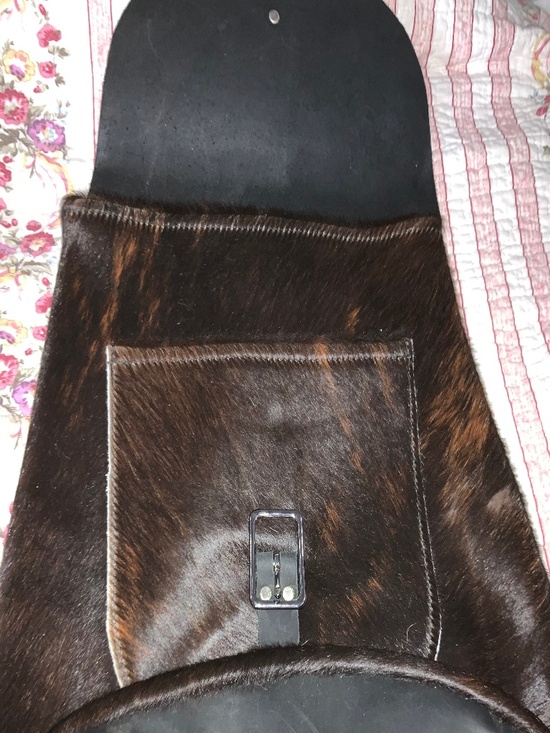 Genuine Leather Western Rustic Brown Black Cowhide Fur Front Backpack main image 5